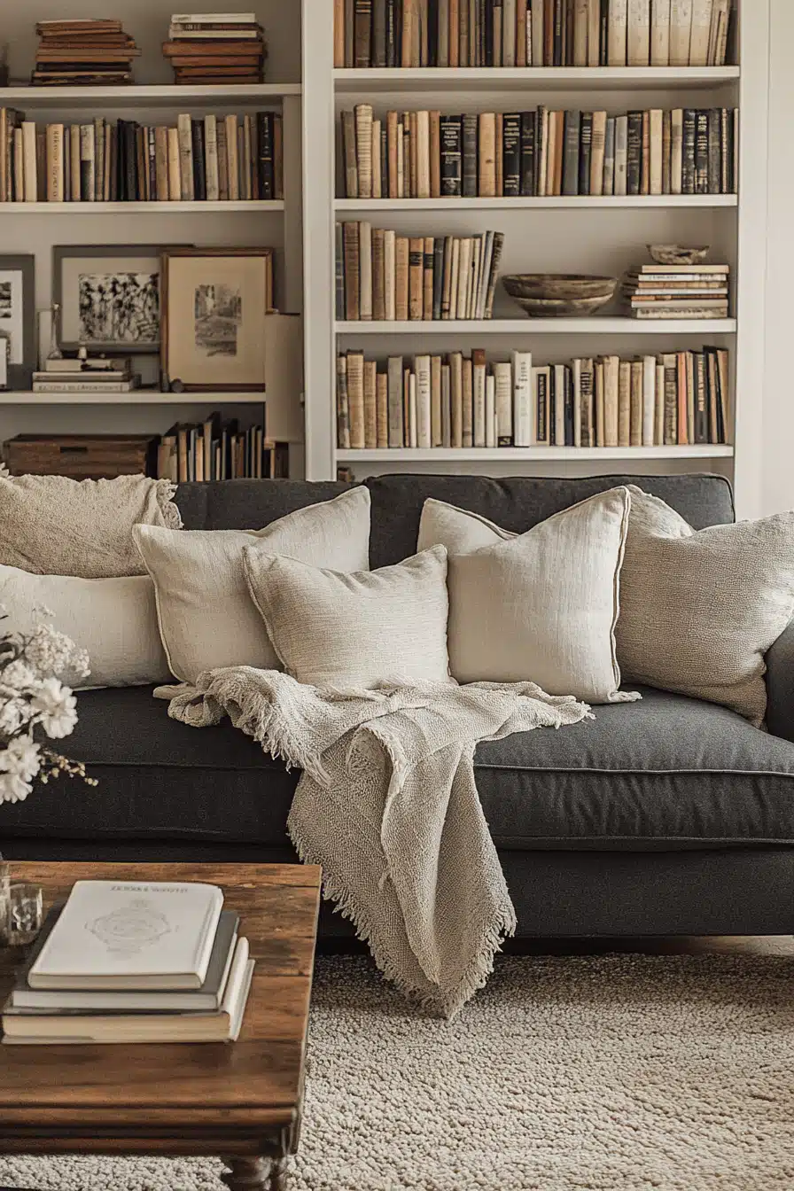 Charcoal sofa living room