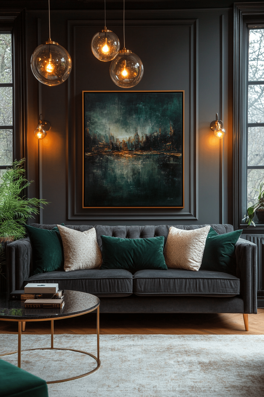 Charcoal sofa living room