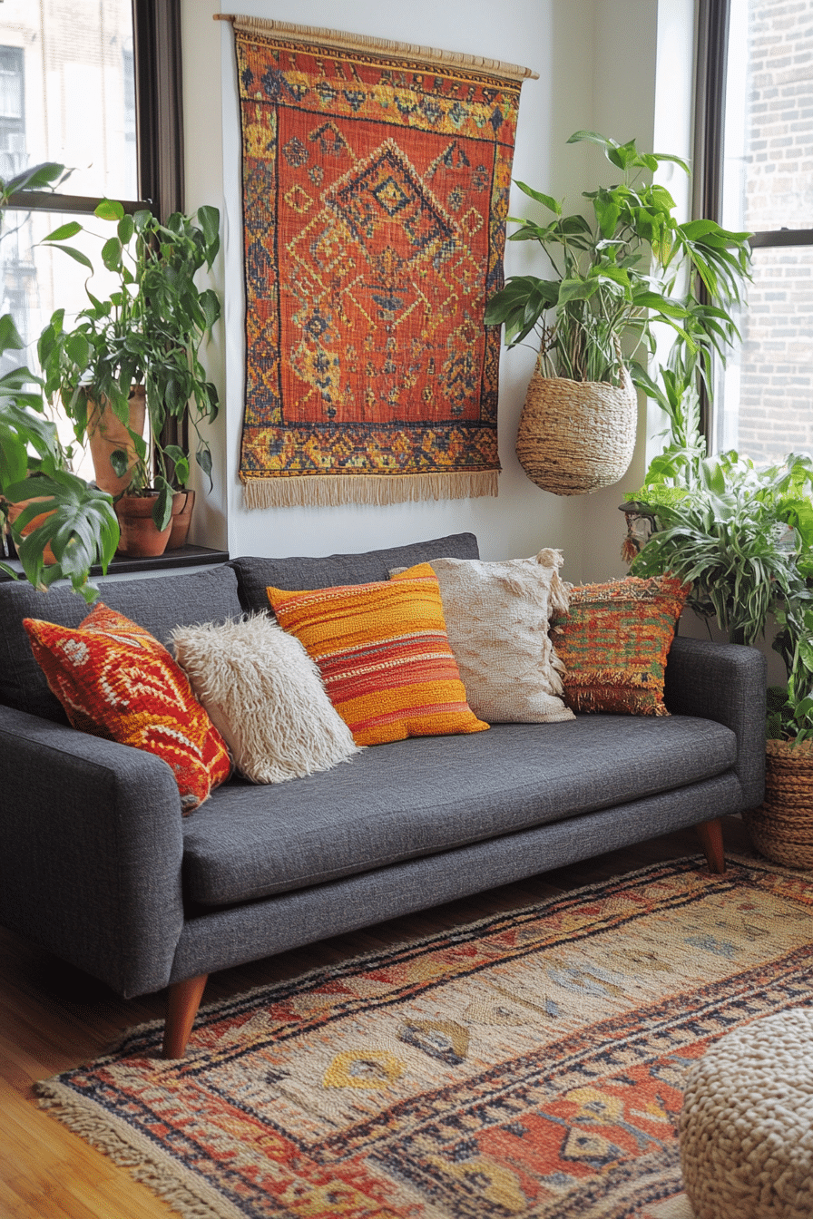 Charcoal sofa living room