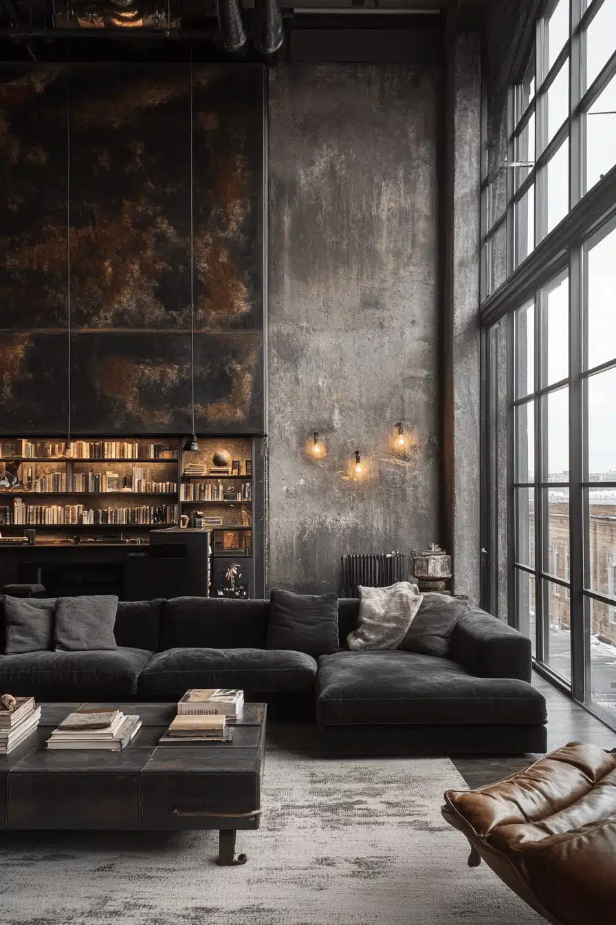 Charcoal sofa living room