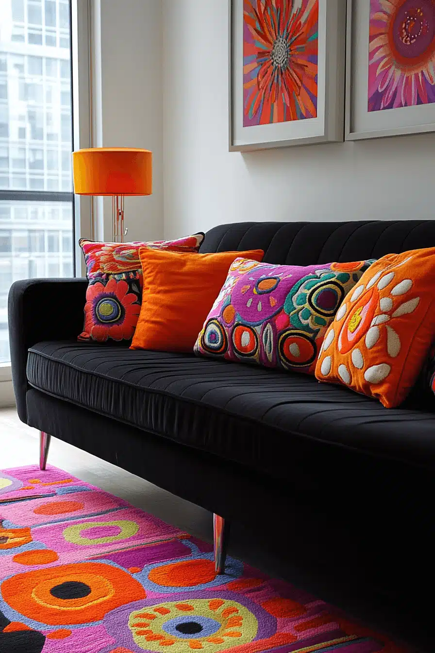 Charcoal sofa living room