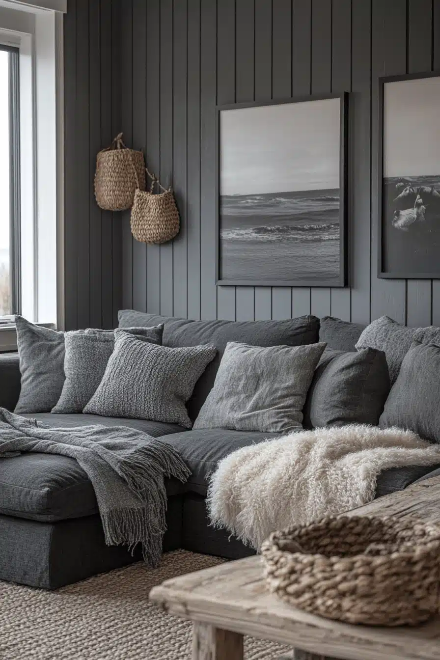 Charcoal sofa living room