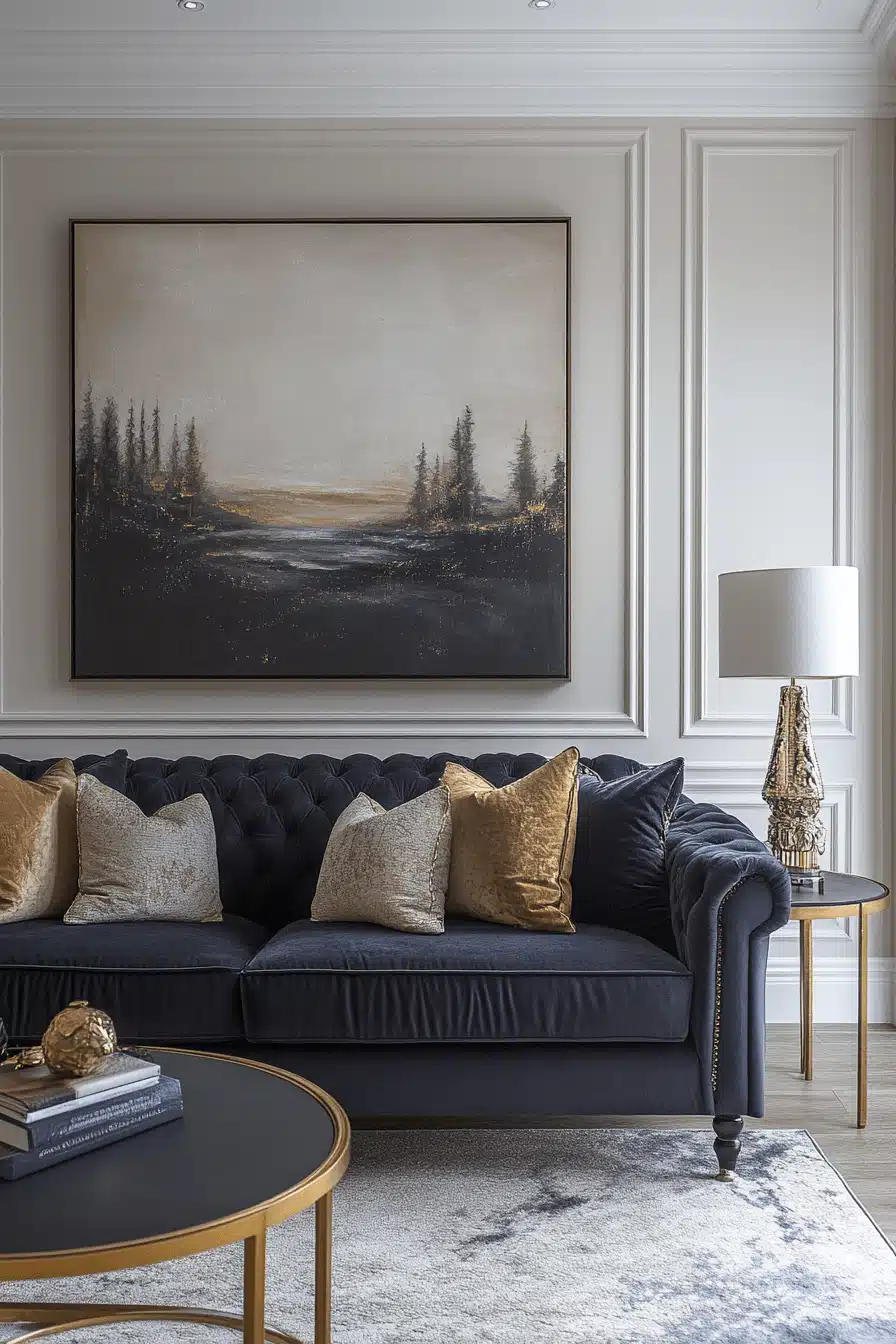 Charcoal sofa living room