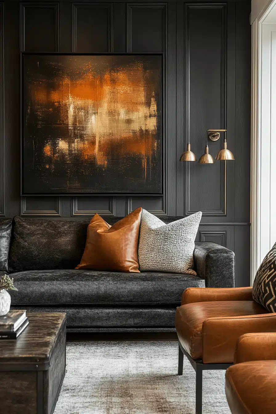 Charcoal sofa living room