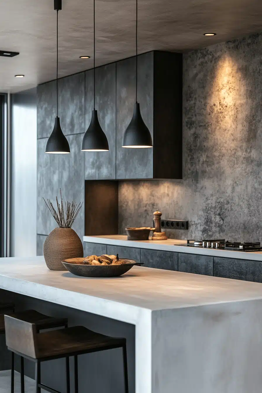 grey and white kitchen