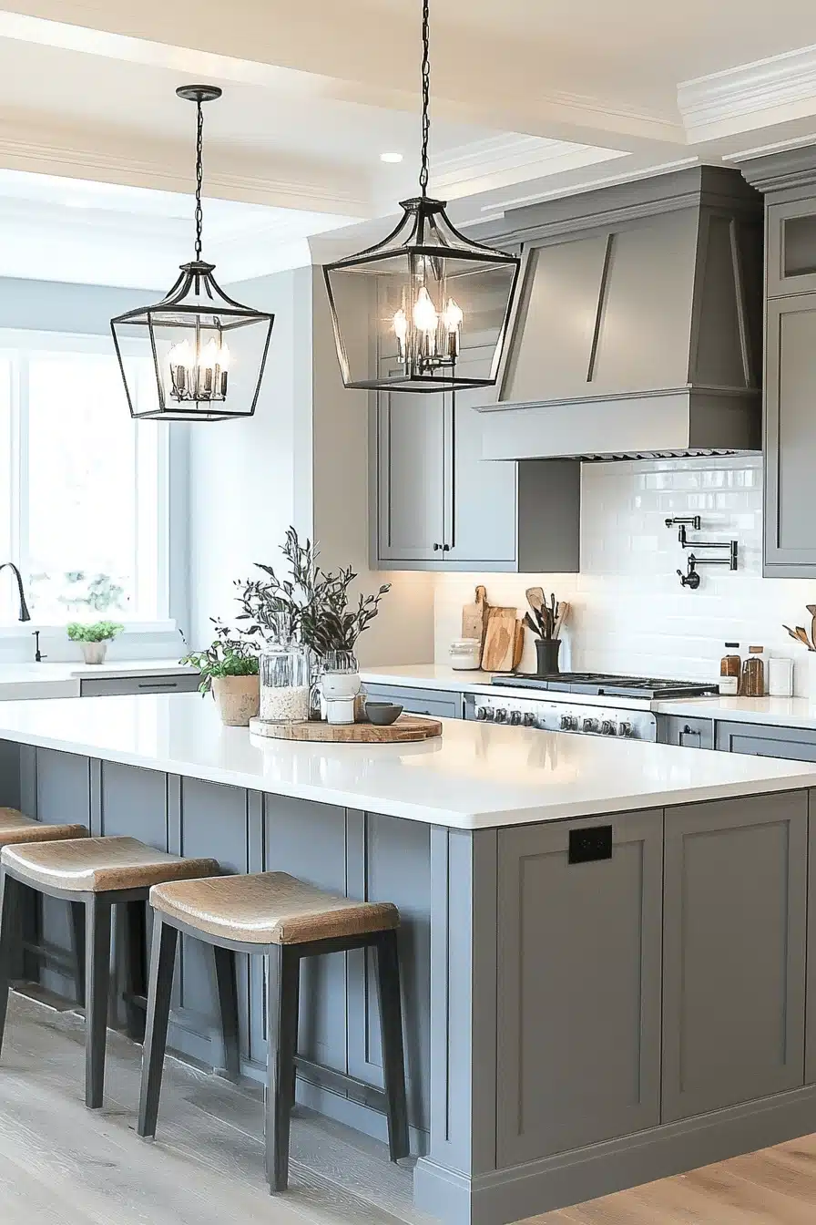 grey and white kitchen