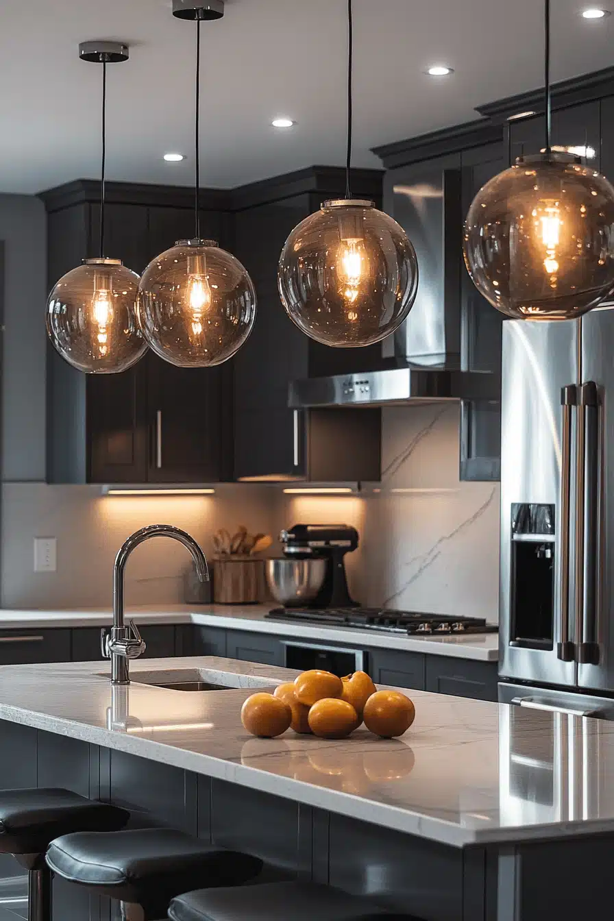 grey and white kitchen