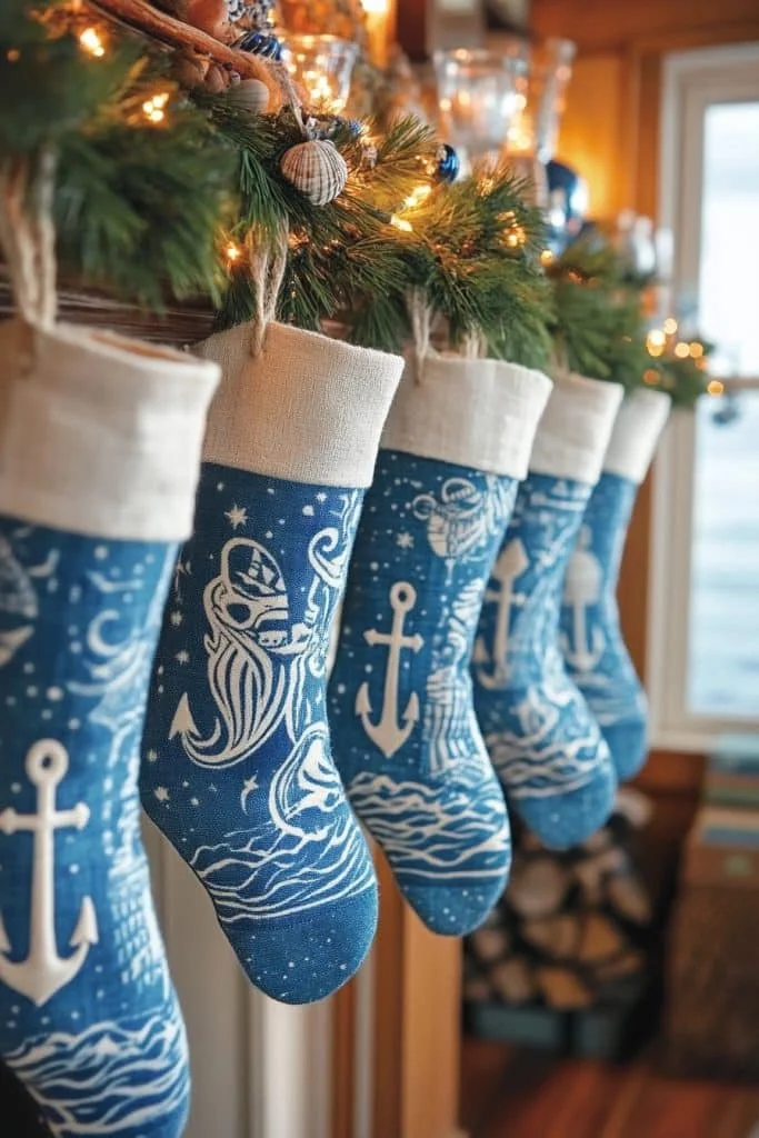 Nautical Blue and White Stockings