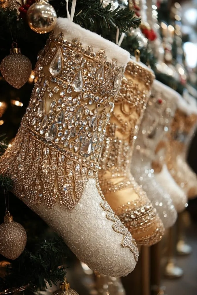 Crystal and Bead Embellished Stockings