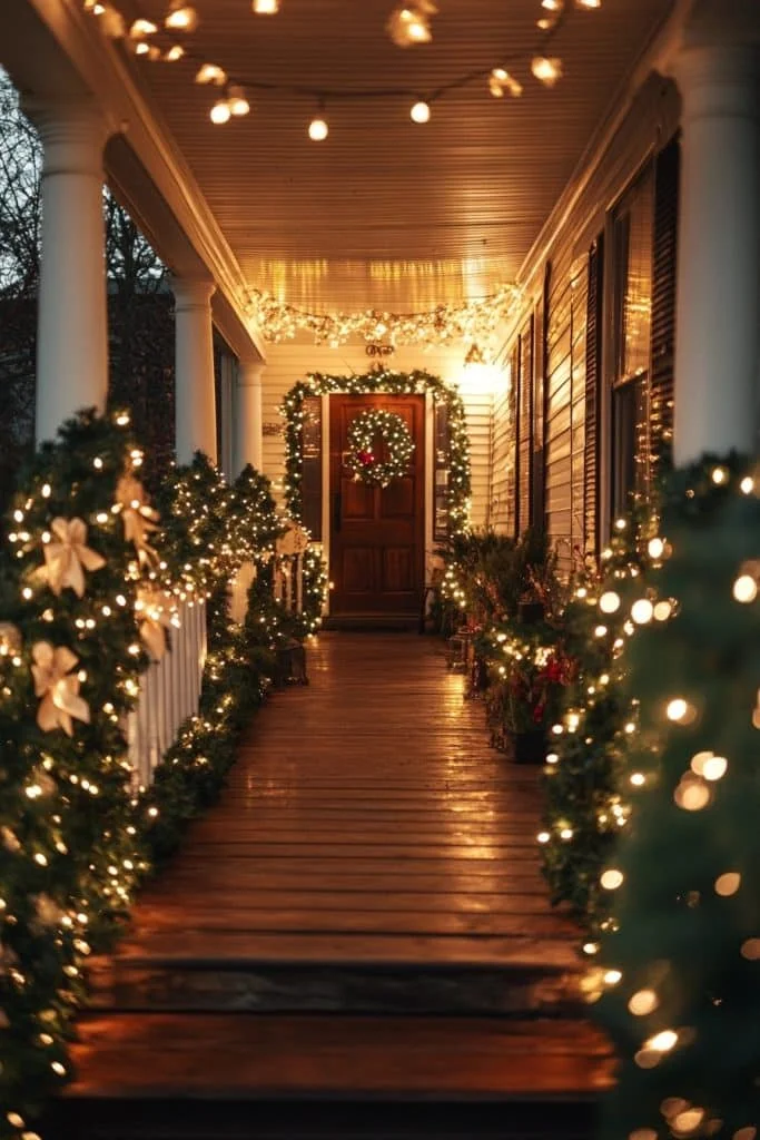 Christmas Lights and Garland Combination
