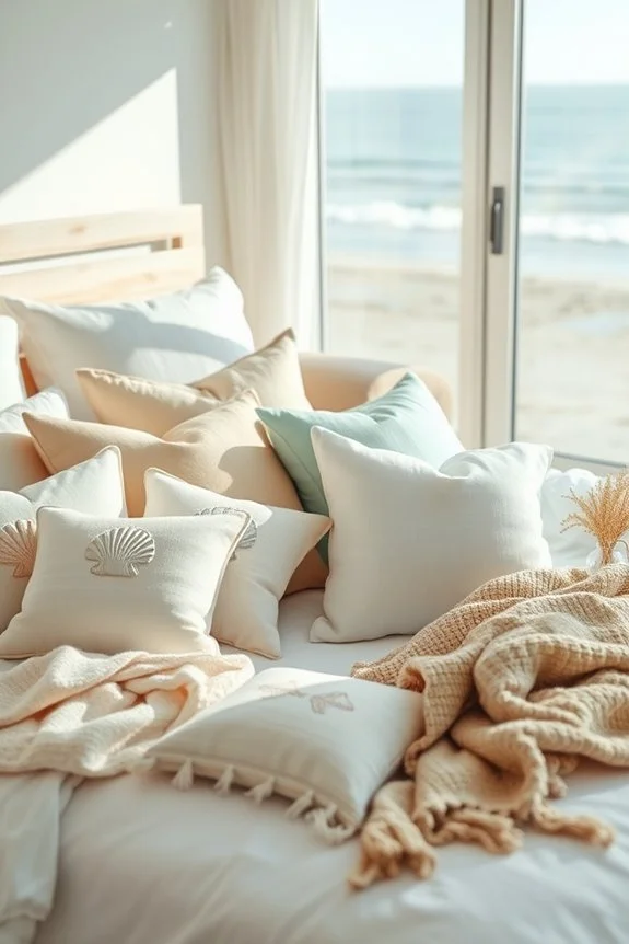 beach themed throw pillow decor