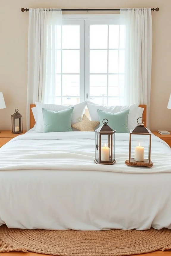 coastal lanterns as nightstands