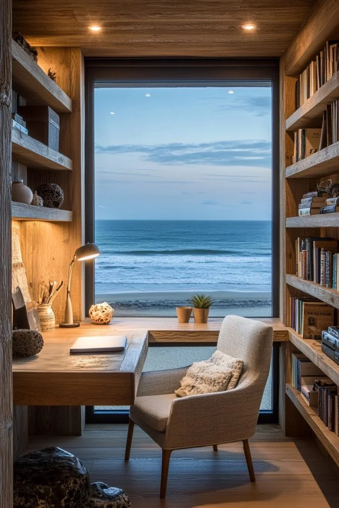 Calm Boho Workspace with Coastal Touches