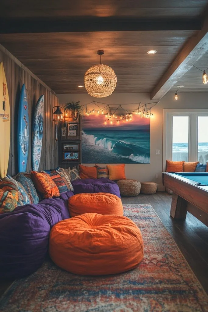 Boho Surf-Themed Game Room