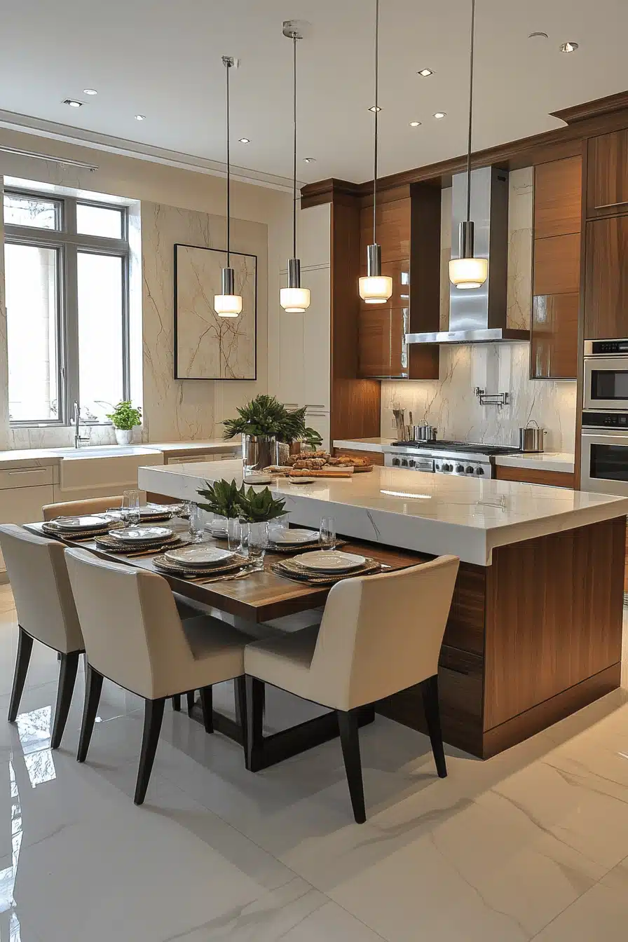 kitchen island with dining table