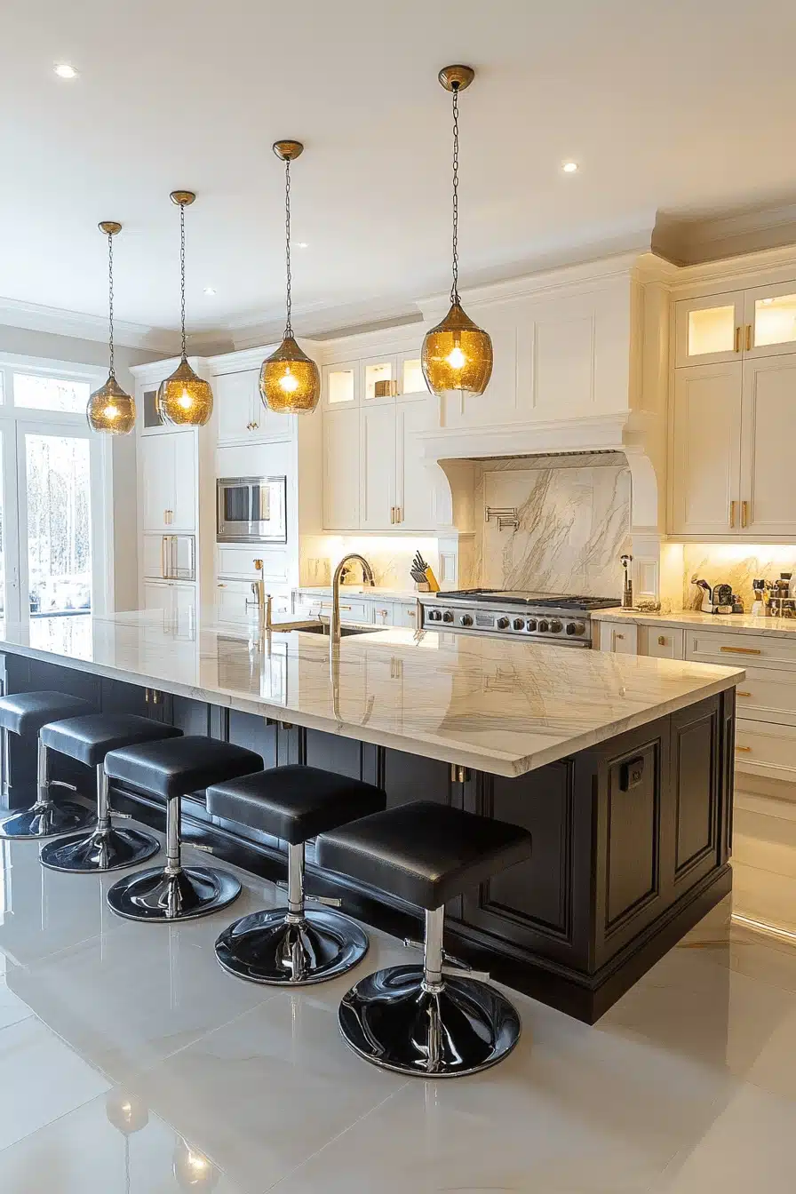 L-shaped kitchen island