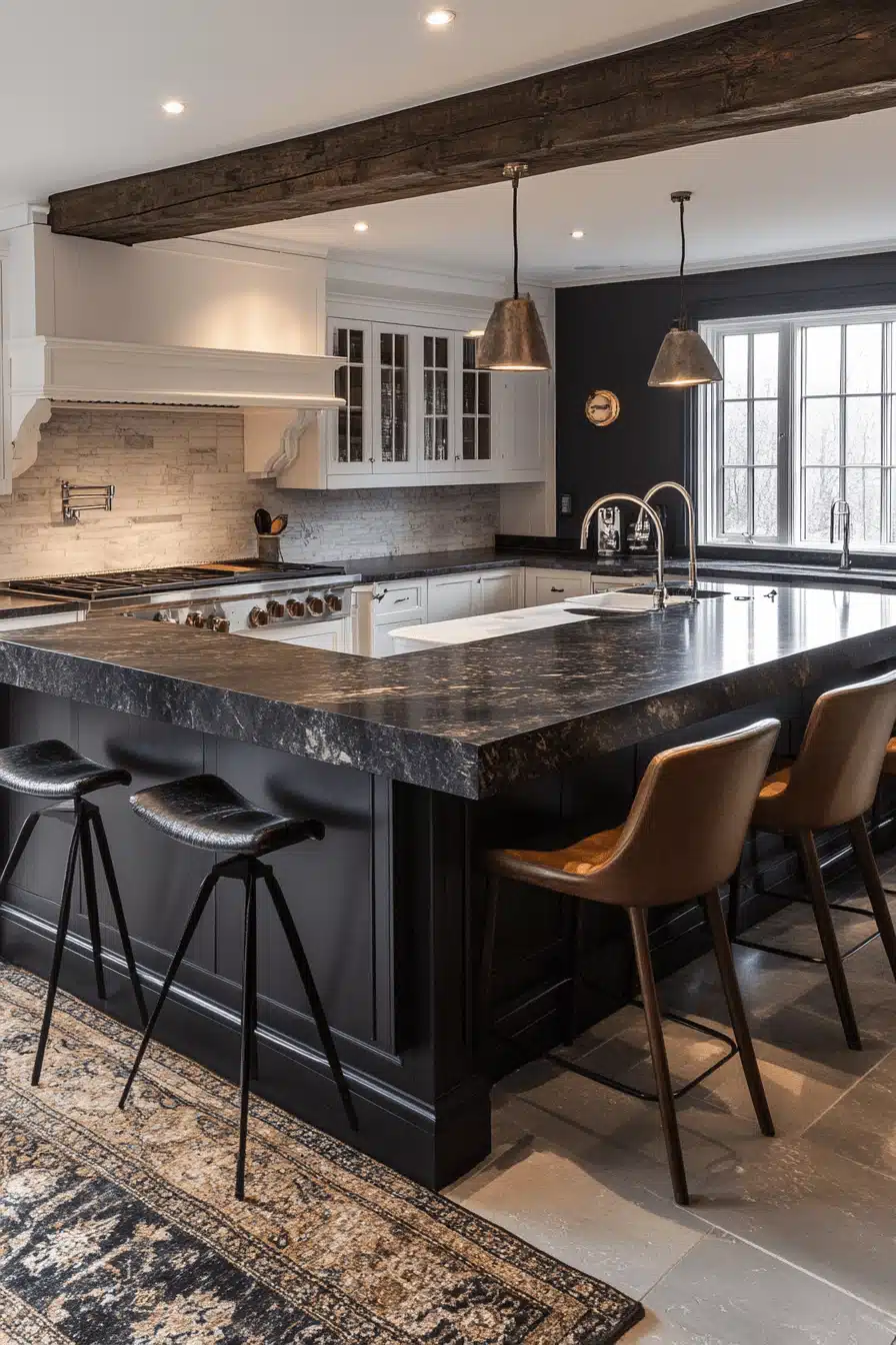 T-shaped kitchen island