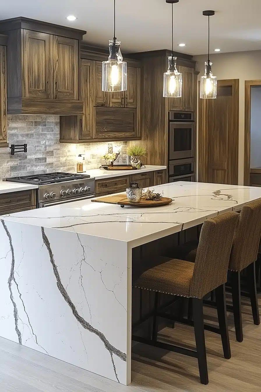quartz kitchen island