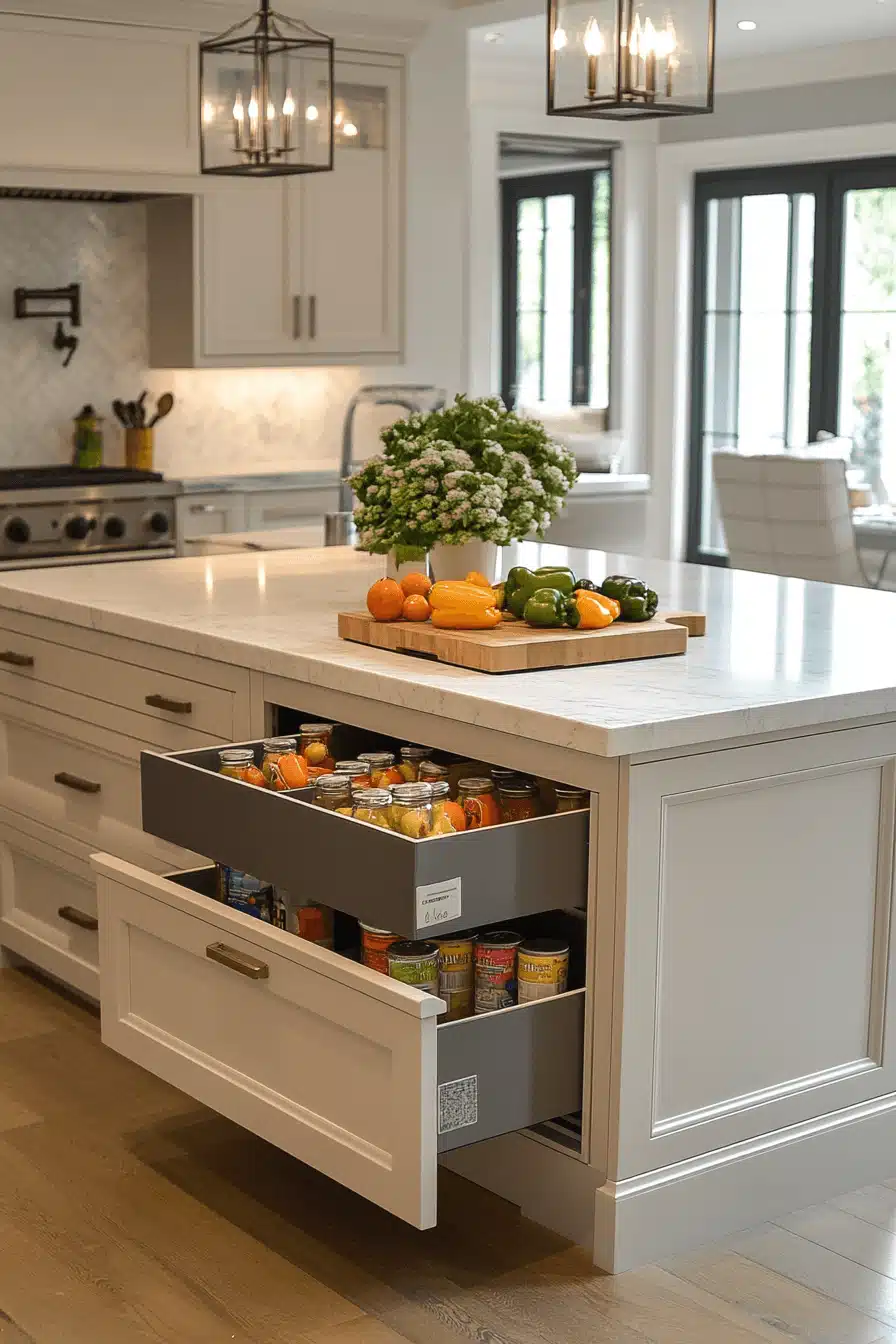 kitchen island with hidden features