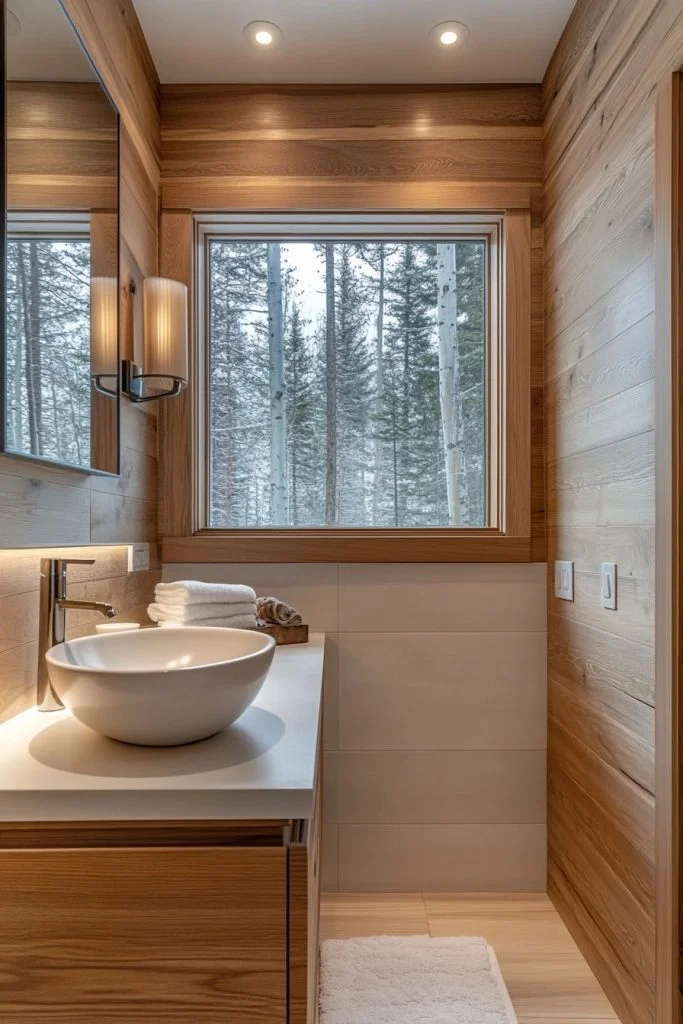 Contemporary Woodland Powder Room