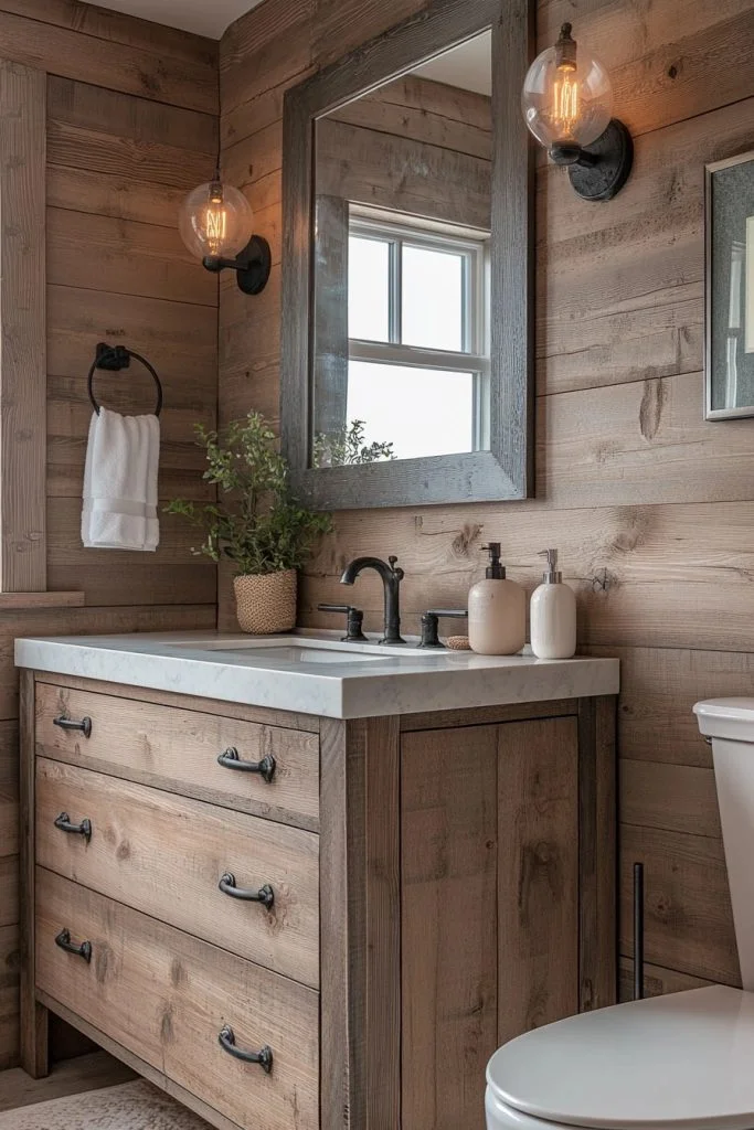 Warm Wooden Toilet Space