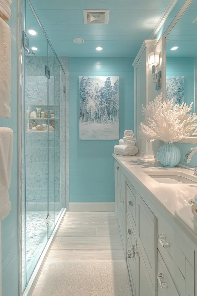 Icy Blue Frosty Bathroom