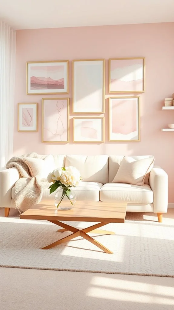 vibrant pink gallery wall