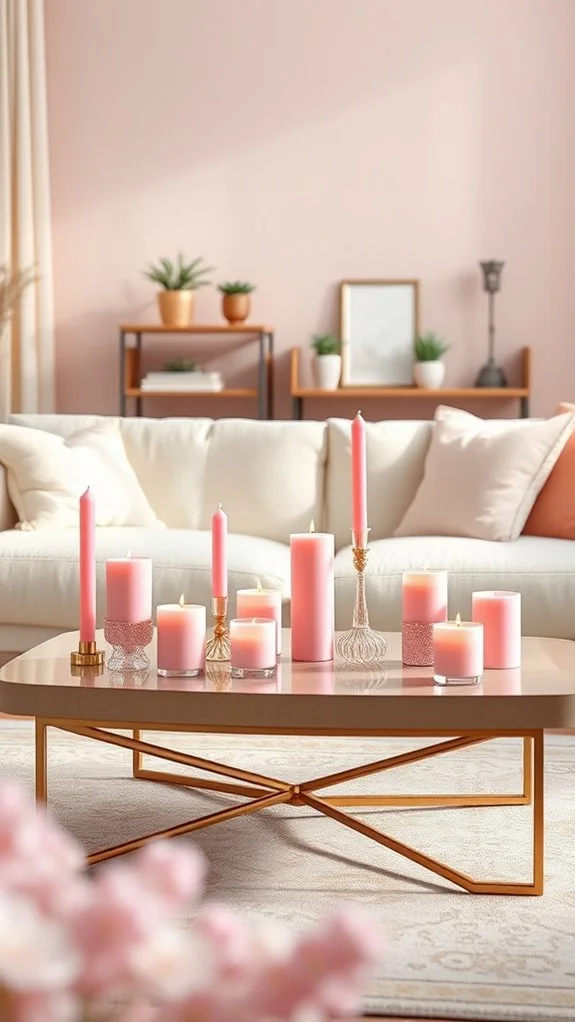 pink candles enhance ambiance
