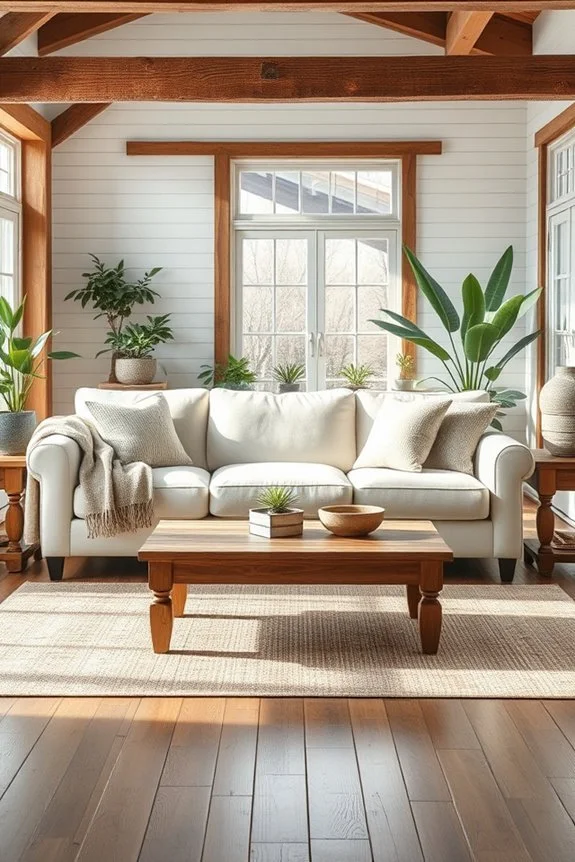 rustic wood accents in living room