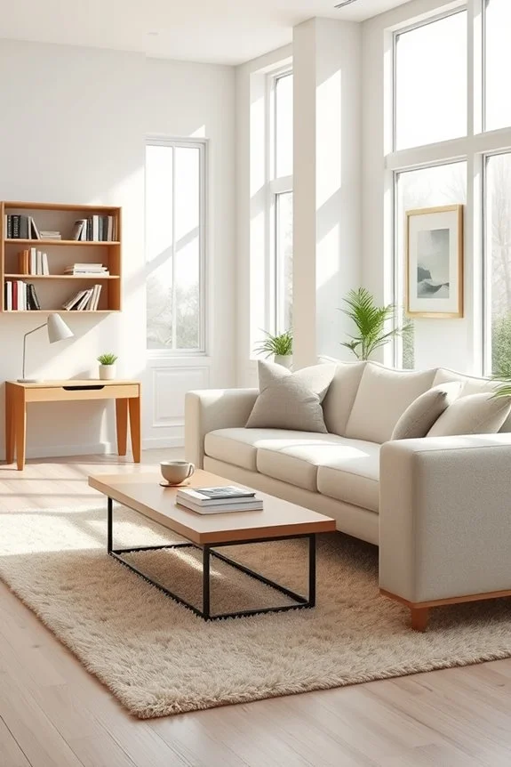 stylish home office in living room