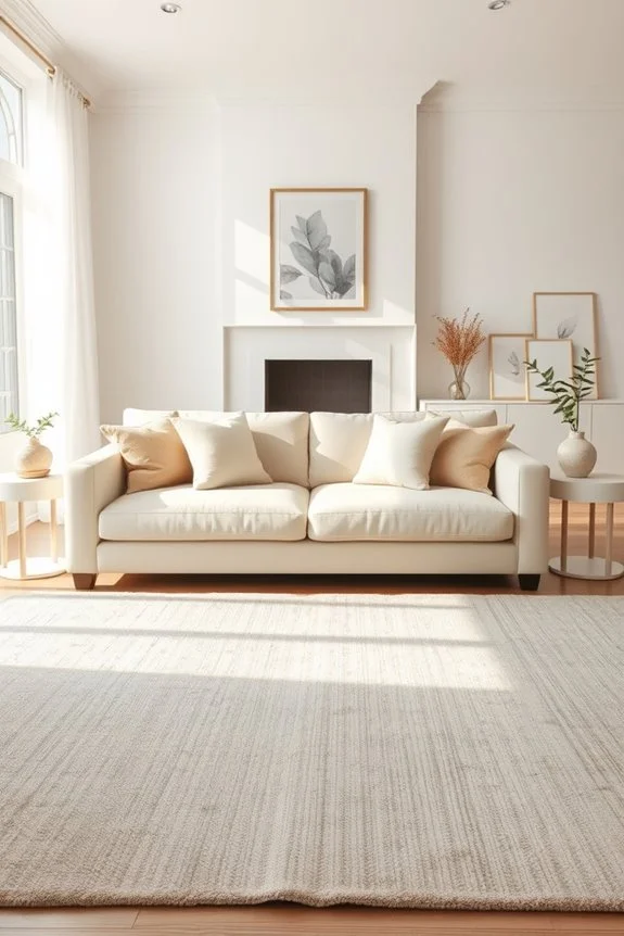 layered textured rugs in living room
