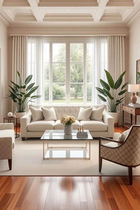 formal living room with cream sofa
