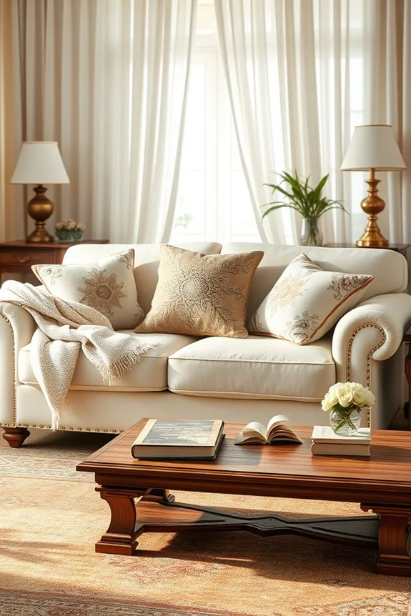 vintage decor with cream sofa