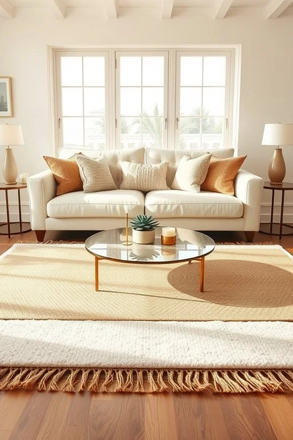 layered area rugs in living room