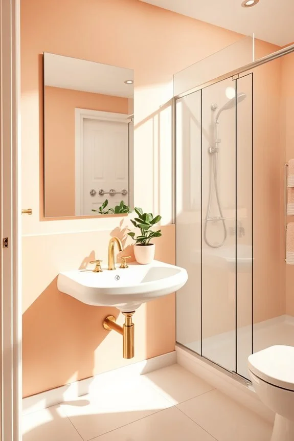 warm peach cream bathroom