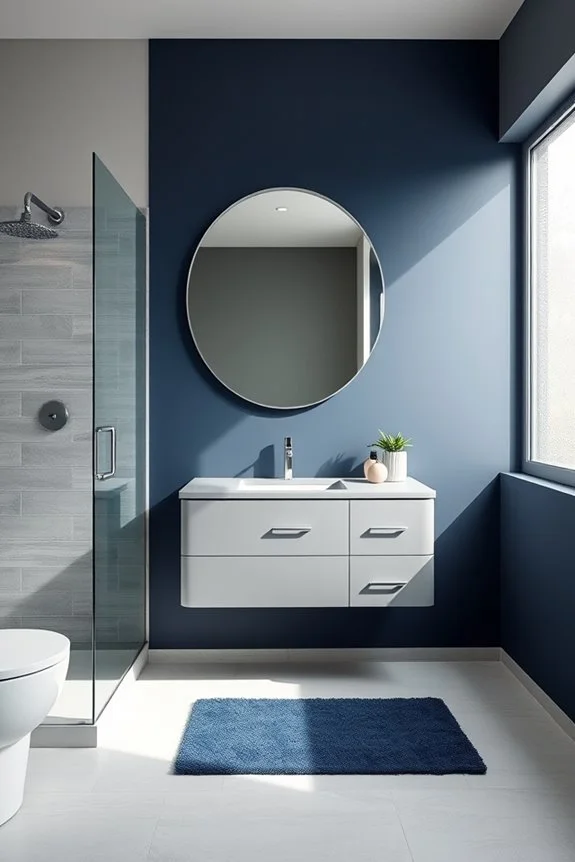 sophisticated gray navy bathroom