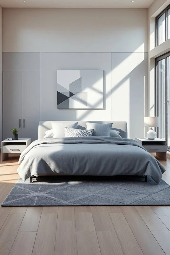 geometric grey bedroom decor