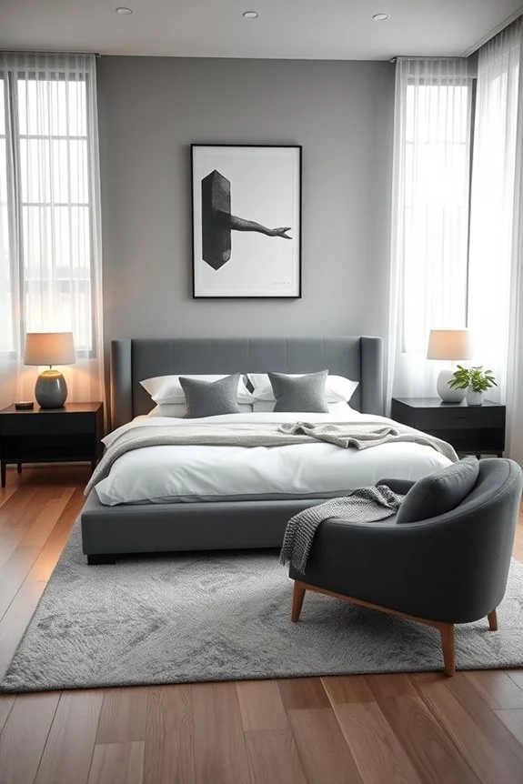 urban grey bedroom aesthetic