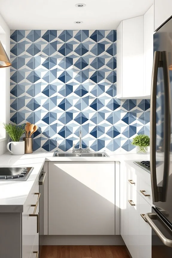 geometric patterned kitchen backsplash
