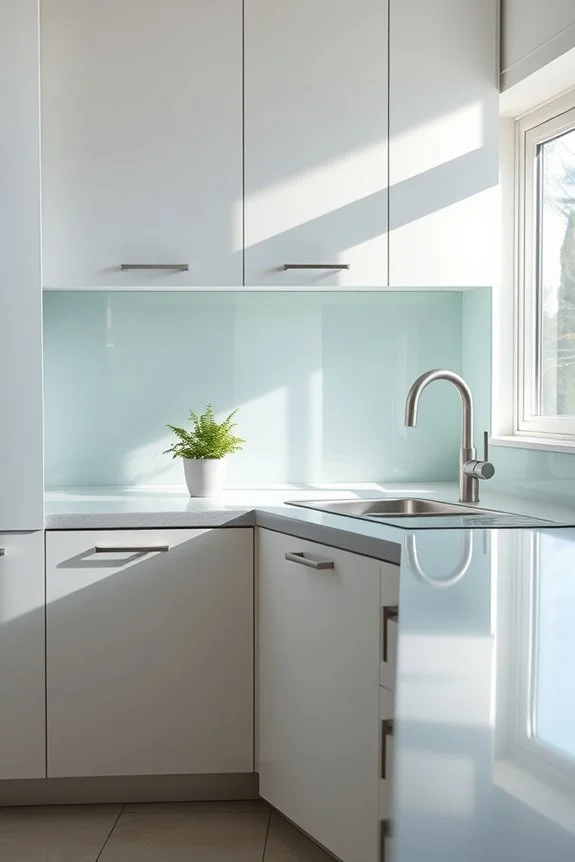 sleek glass kitchen backsplash