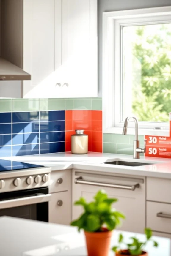color blocked kitchen backsplash