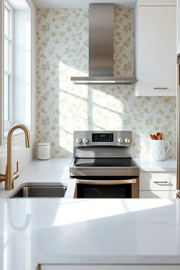 patterned vinyl backsplash