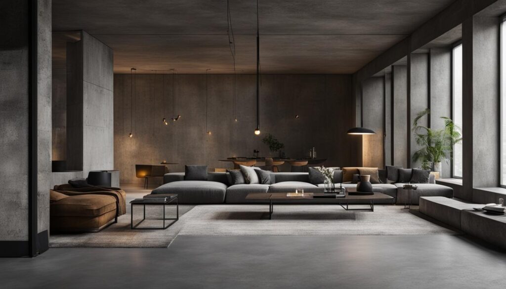Concrete Interior with Brutalist Decor
