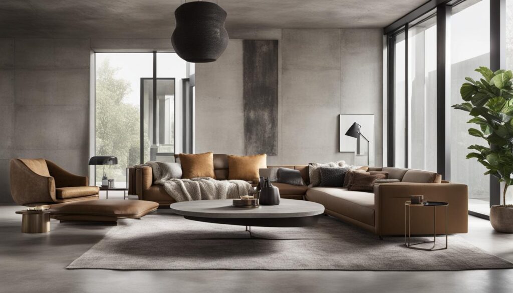 Contemporary brutalist living room