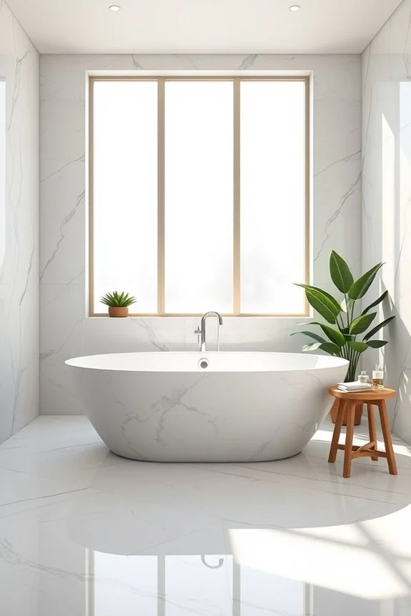 luxurious marble bathtub in bathroom