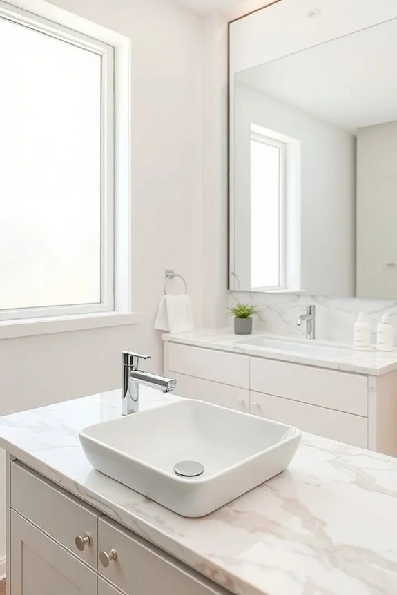 marble backsplash in bathroom