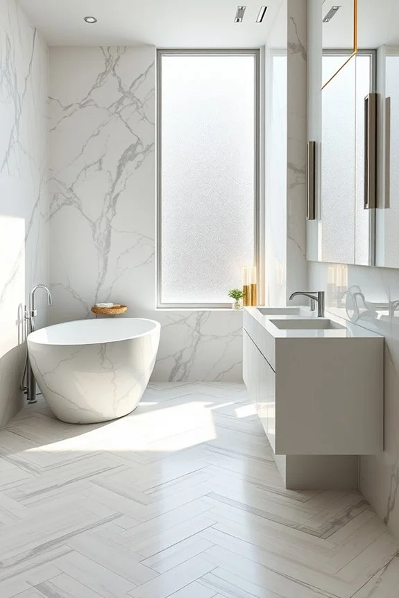 classic marble patterns in bathroom