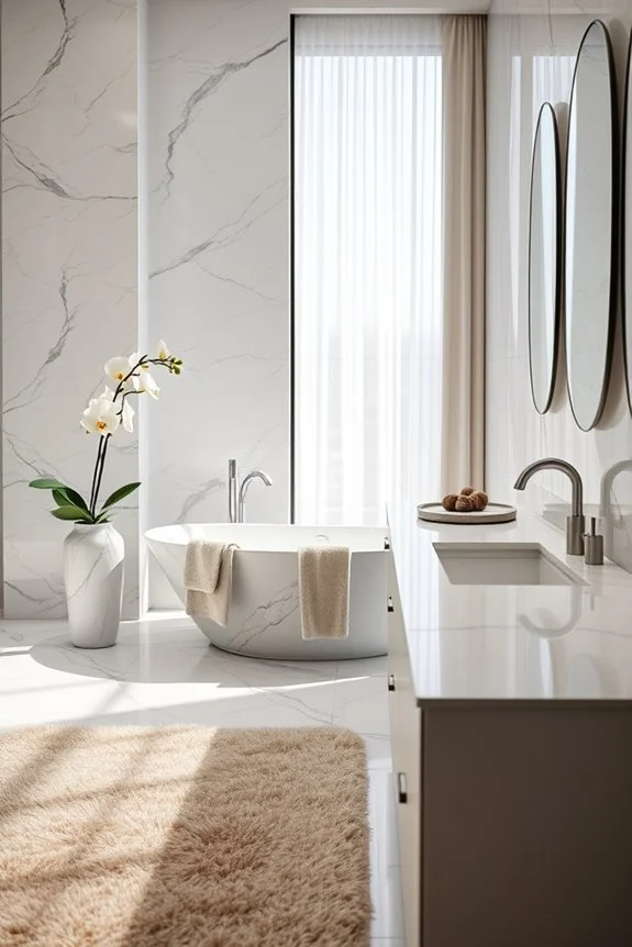 seasonal marble bathroom decor