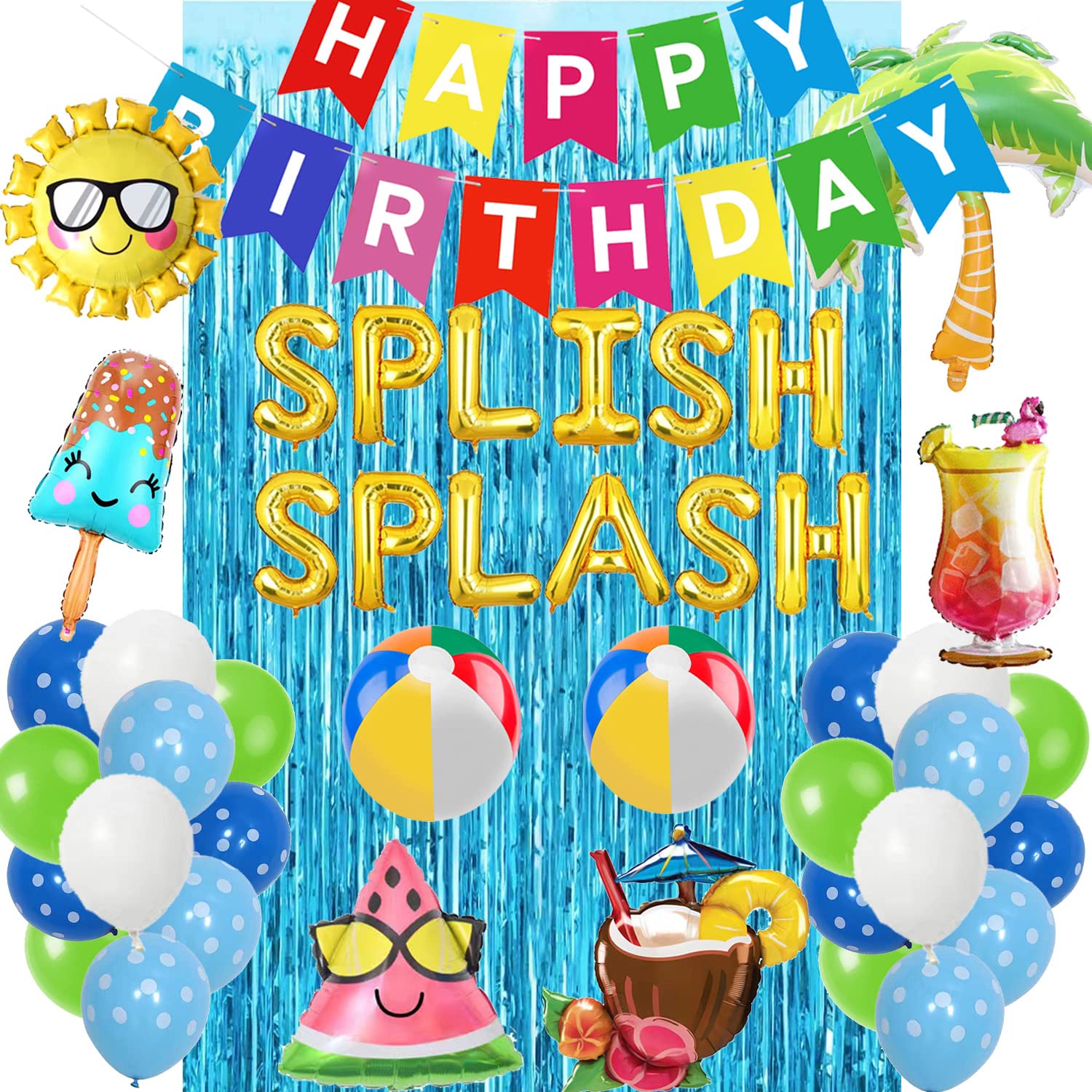 GLINSEMO Splish Splash Birthday Decorations