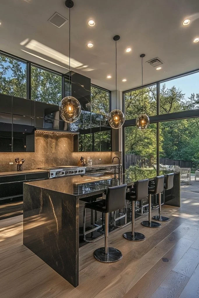Sleek Contemporary Barndominium Kitchen
